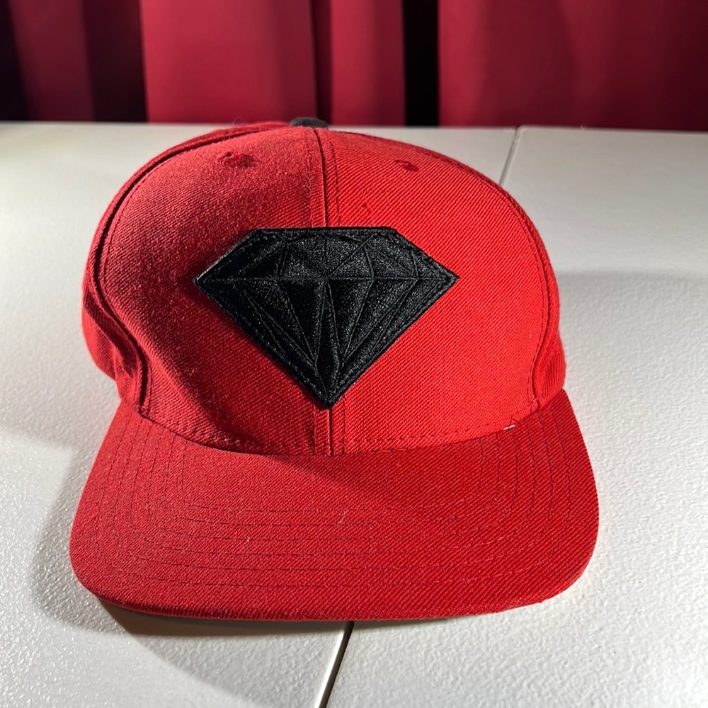 Diamond Supply red baseball cap with plastic snap back one size